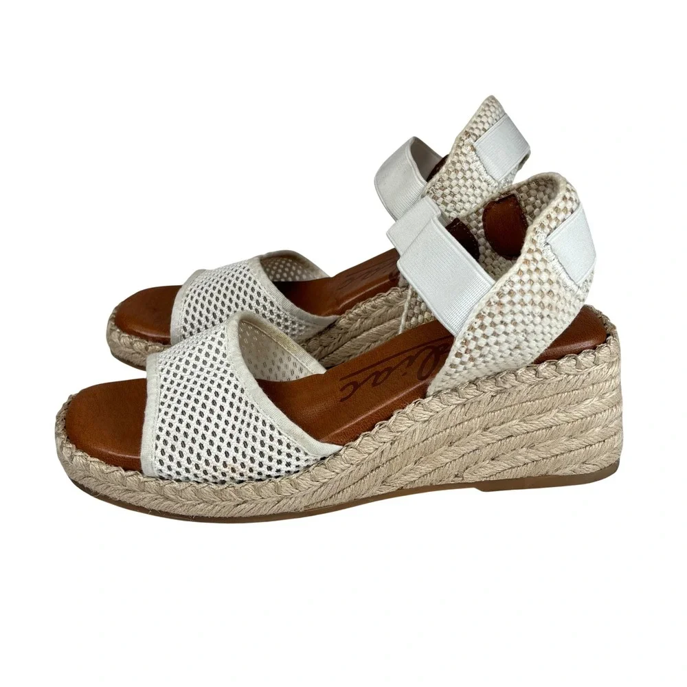 Zodiac Noreen Espadrille Wedge Sandals White Mesh Strap Boho Coastal Casual Sz 6